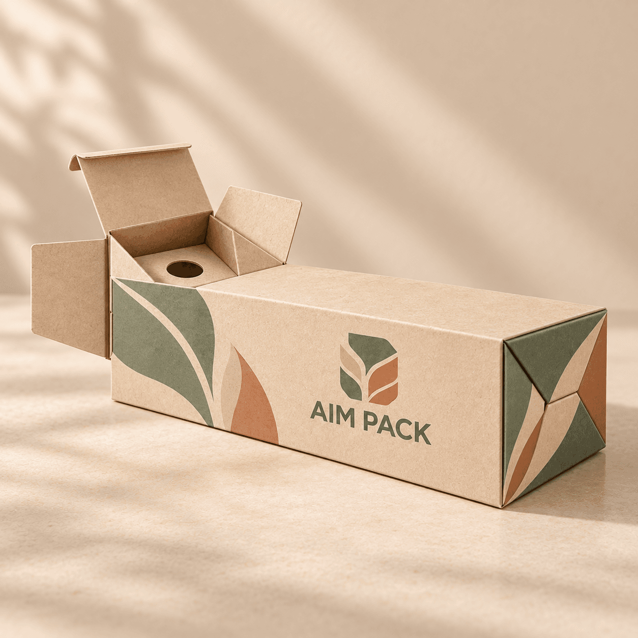 Box with bottle tube neck lock · Tuck to front 1-2-3 bottom
